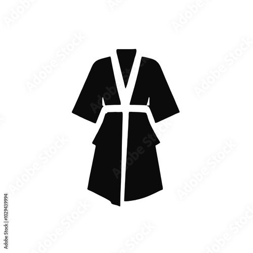 A black silhouette robe or kimono with a white sash or belt 