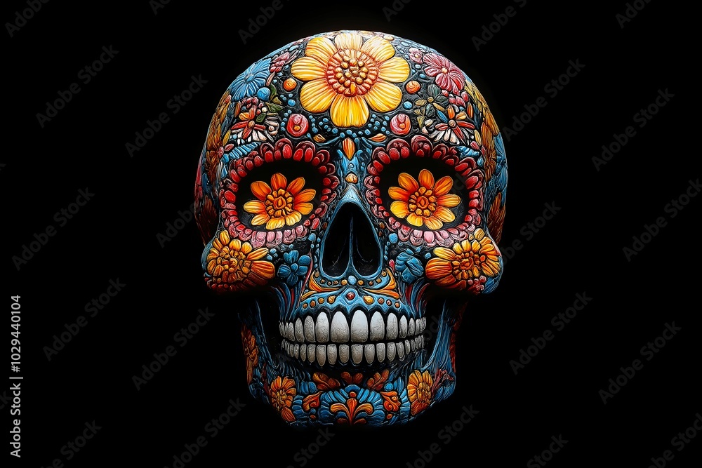 Day of the Dead Skull Makeup Close-Up, Dia de los Muertos Day of the Dead Skull Makeup Close-Up, Dia de los Muertos