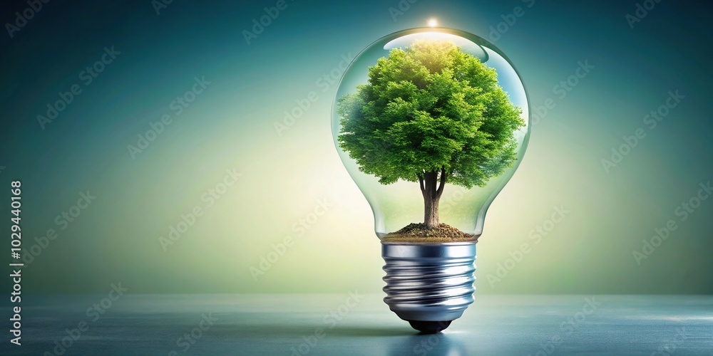 Representation of green energy with tree growing within a LED light bulb to combat global warming Silhouette Representation of green energy with tree growing within a LED light bulb to combat global warming Silhouette