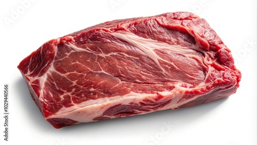 raw beef brisket from above with a semitransparent shadow