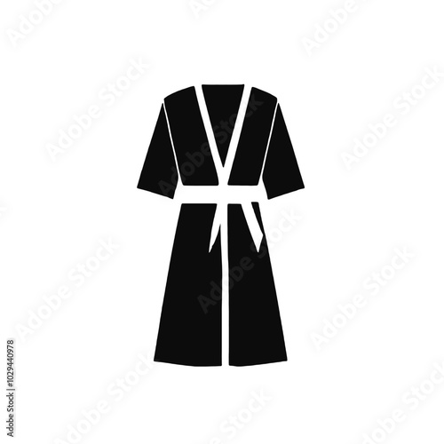 A black silhouette robe or kimono with a white sash or belt 