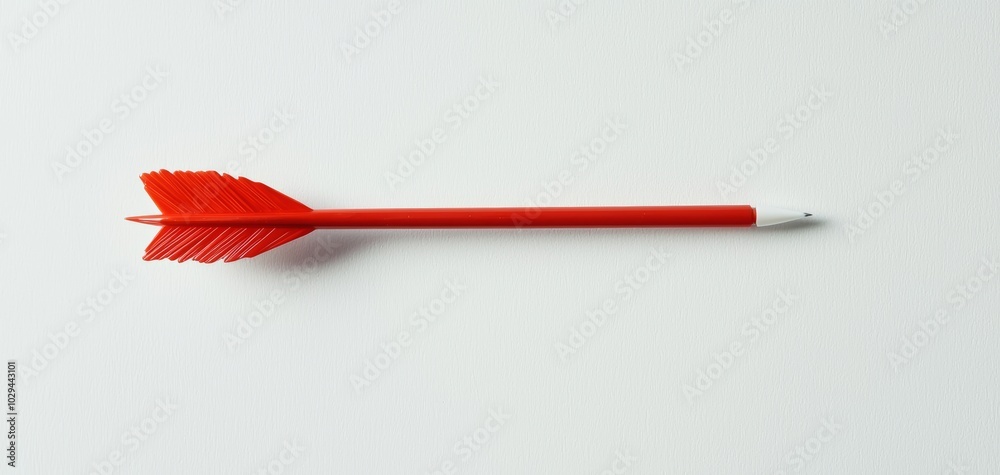 A target with an arrow, business goal concept, flat design, red and white colors, isolated on white background A target with an arrow, business goal concept, flat design, red and white colors, isolated on white background