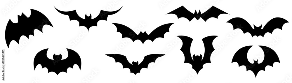 Fototapeta premium set of halloween bats in black and white color