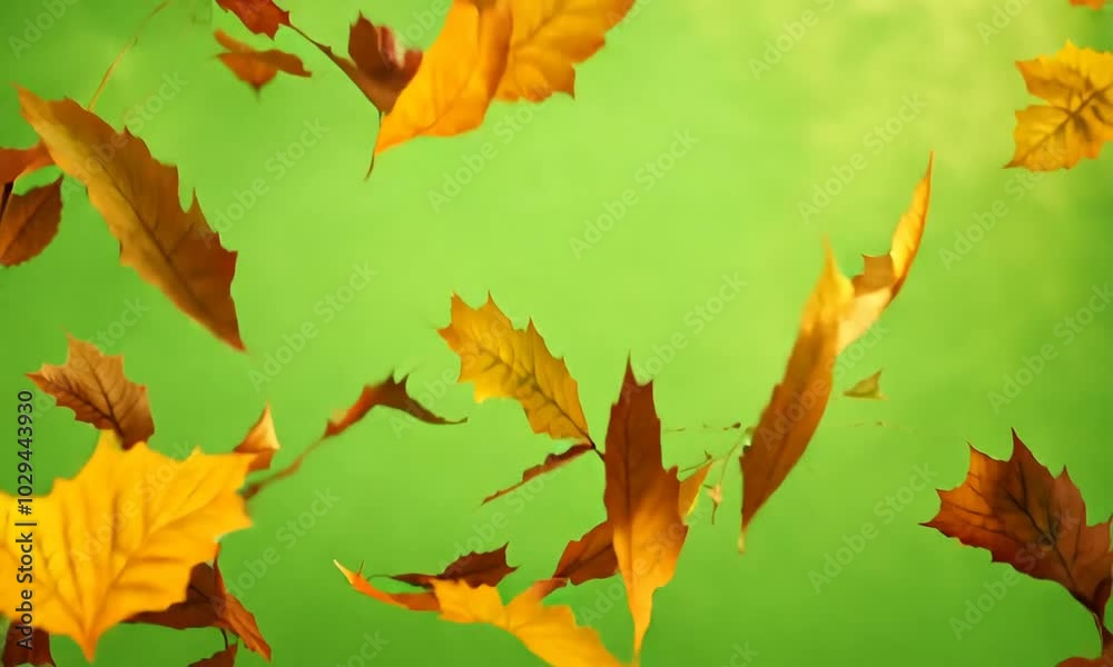 autumn leaves on a green background autumn leaves on a green background