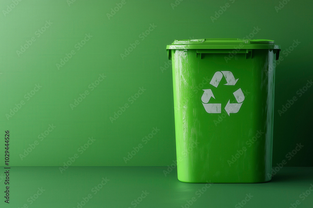 Recycle bin with recycle logo, waste management and recycling concept Recycle bin with recycle logo, waste management and recycling concept