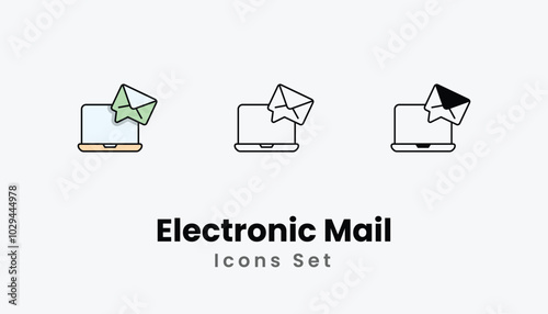Electronic Mail Icons thin line and glyph vector icon stock illustration