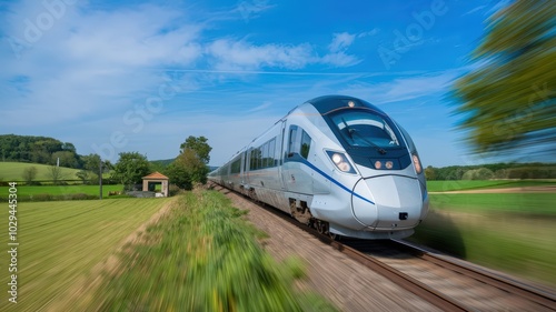 Modern High-Speed Train in Motion