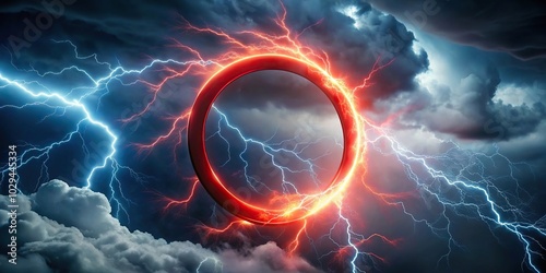 Realistic image of lightning in a storm cloud