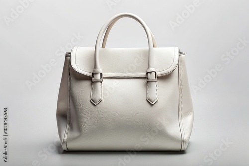 Photorealistic white leather bag mockup with polished finish, high quality accessory