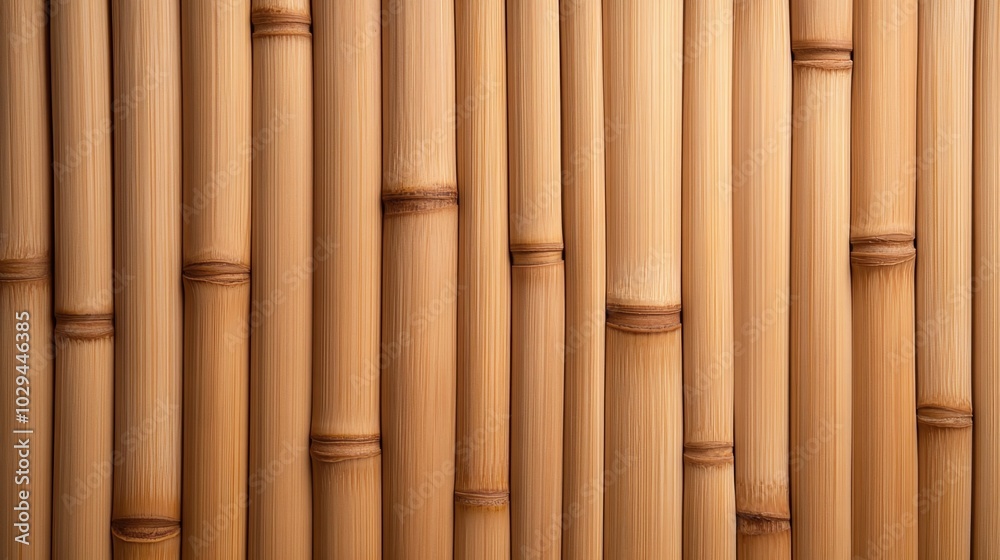 Natural bamboo background with vertical arrangement of bamboo stems. Light brown tones and smooth texture create a minimalistic and eco-friendly design, ideal for interior or graphic backgrounds.
Natural bamboo background with vertical arrangement of bamboo stems. Light brown tones and smooth texture create a minimalistic and eco-friendly design, ideal for interior or graphic backgrounds.