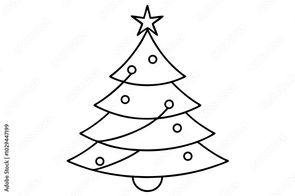 vector illustration of christmas tree line art vector illustration of christmas tree line art