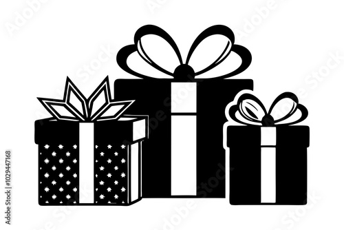 christmas gift box silhouette vector illustration 