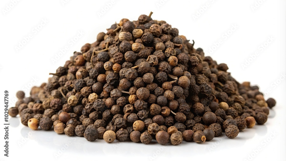 Pile of cubeb pepper with silhouette effect on white background Pile of cubeb pepper with silhouette effect on white background