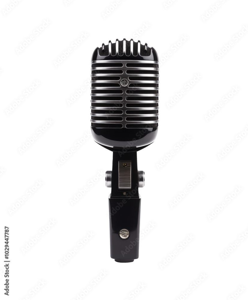 Fototapeta premium vintage metal microphone isolated on white or transparent png