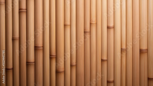 Close-up of natural bamboo texture in warm brown tones. Vertical arrangement of bamboo stems creating a seamless background. Ideal for design, eco-themed projects, or interior decor.