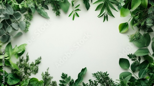 Green leaves frame backgrounds plant herbs