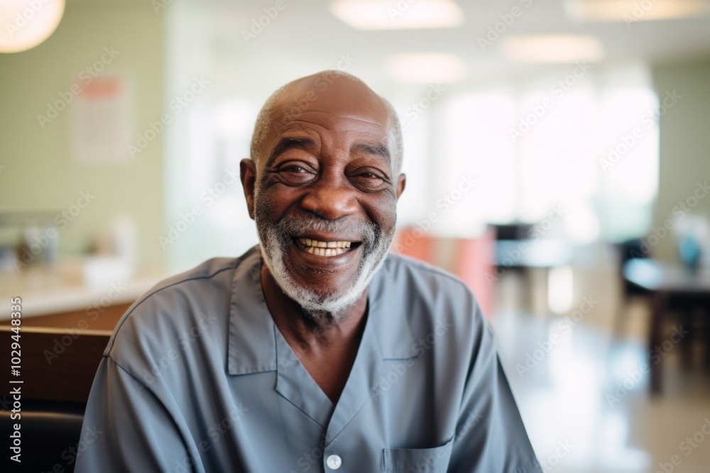 Portrait of a elderly African American man smiling in nursing home Portrait of a elderly African American man smiling in nursing home