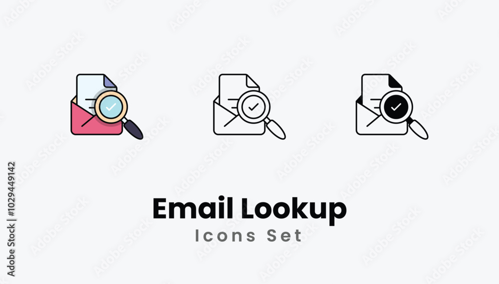 Email Lookup Icons thin line and glyph vector icon stock illustration Email Lookup Icons thin line and glyph vector icon stock illustration
