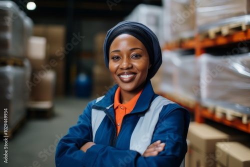 Portrait of a smiling African American female worker at factory