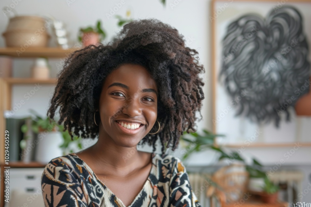 Fototapeta premium Portrait of a smiling female African American interior designer