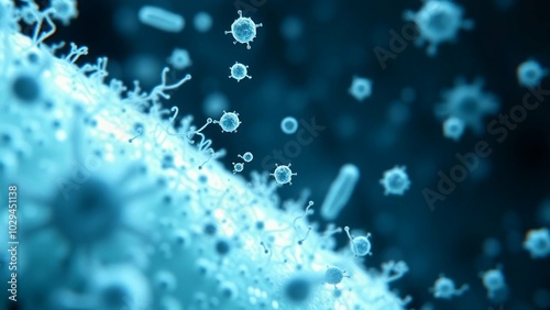Bacteria Under Microscope, Scanning Microscope Image, Microorganisms Close-Up, Bacteria Research View