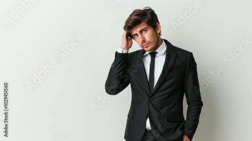 Man in Suit with Worried Expression