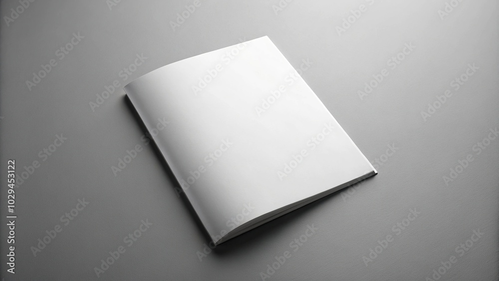 Silhouette open blank white paper brochures book on gray background Silhouette open blank white paper brochures book on gray background