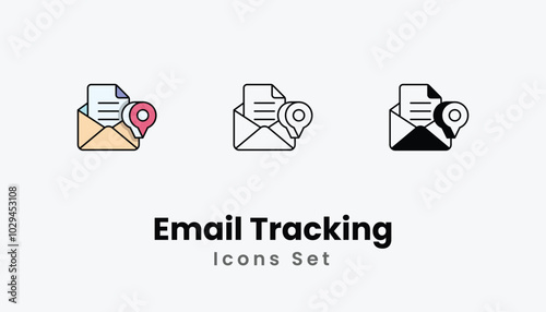 Email Tracking Icons thin line and glyph vector icon stock illustration