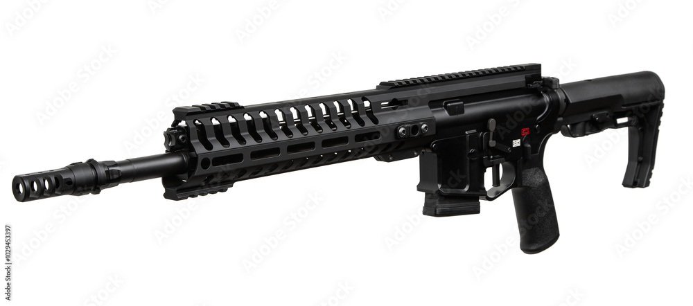 Modern automatic rifle isolated on white background. Weapons for police ...