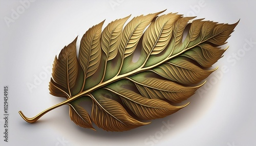 folha de arvore isolada com fundo branco, perfeitamente enquadrada na proporçao aurea