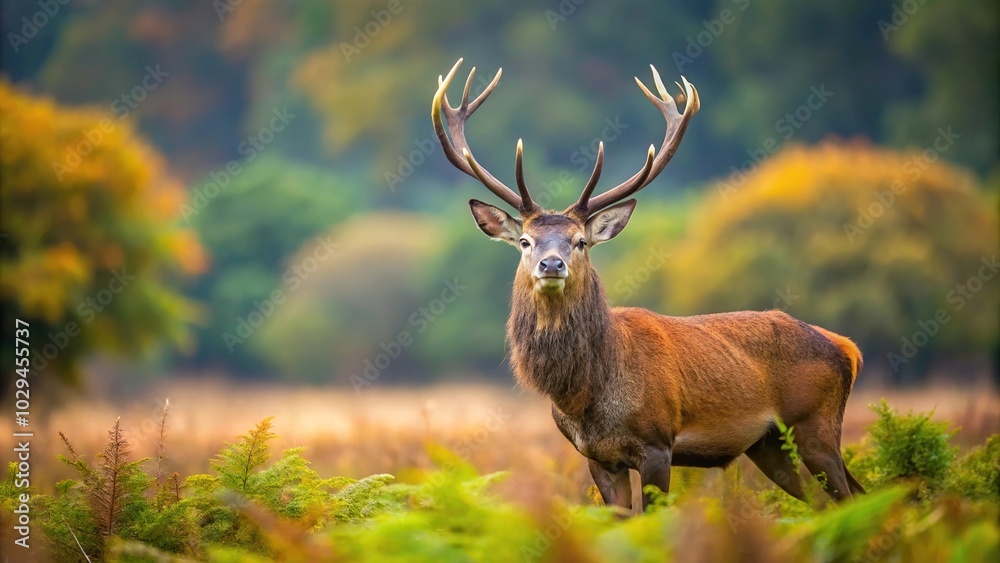 Fototapeta premium Red deer in natural habitat during rutting season in Europe