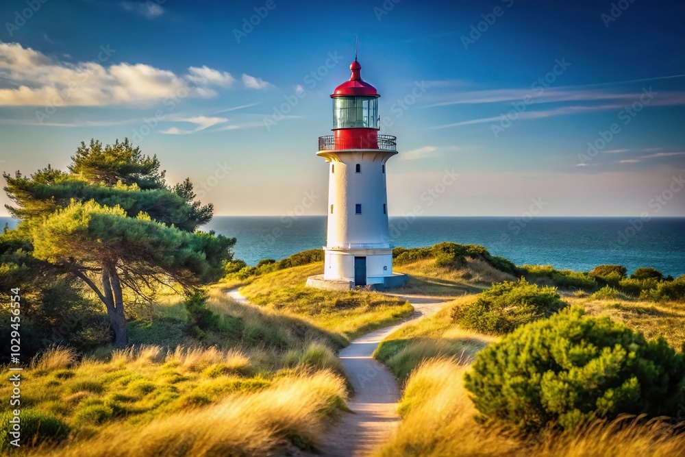 Small lighthouse on Hiddensee Island Baltic coast with shallow depth of field Small lighthouse on Hiddensee Island Baltic coast with shallow depth of field