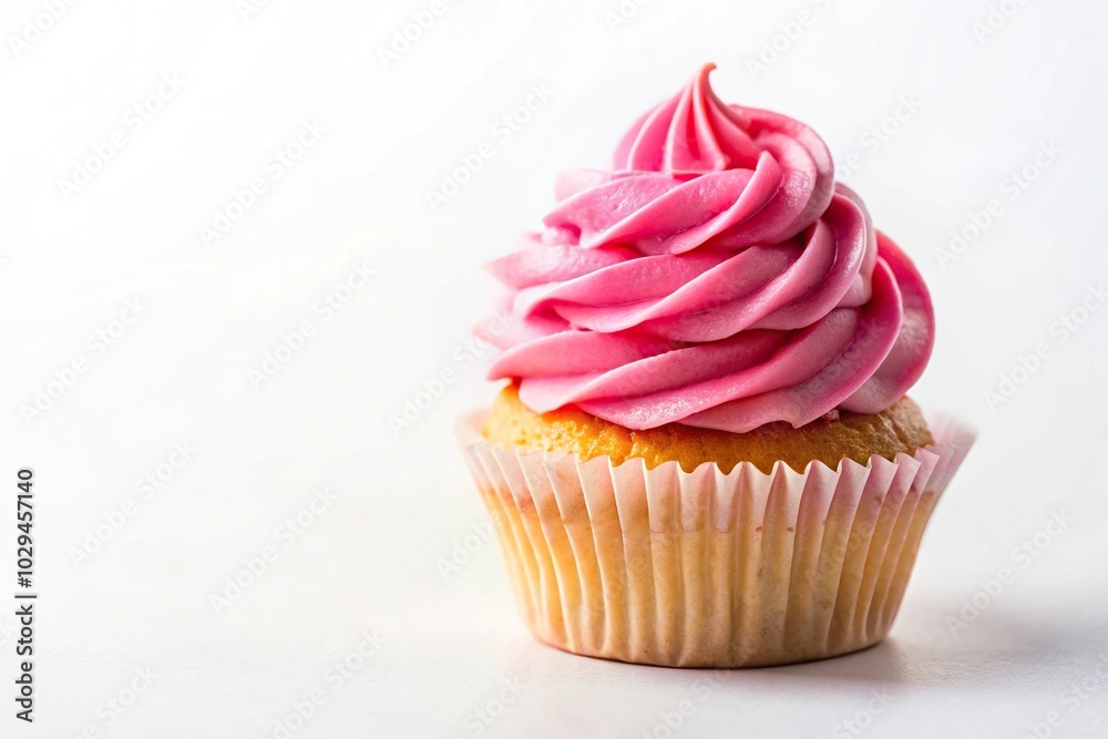 pink cupcake isolated on white background