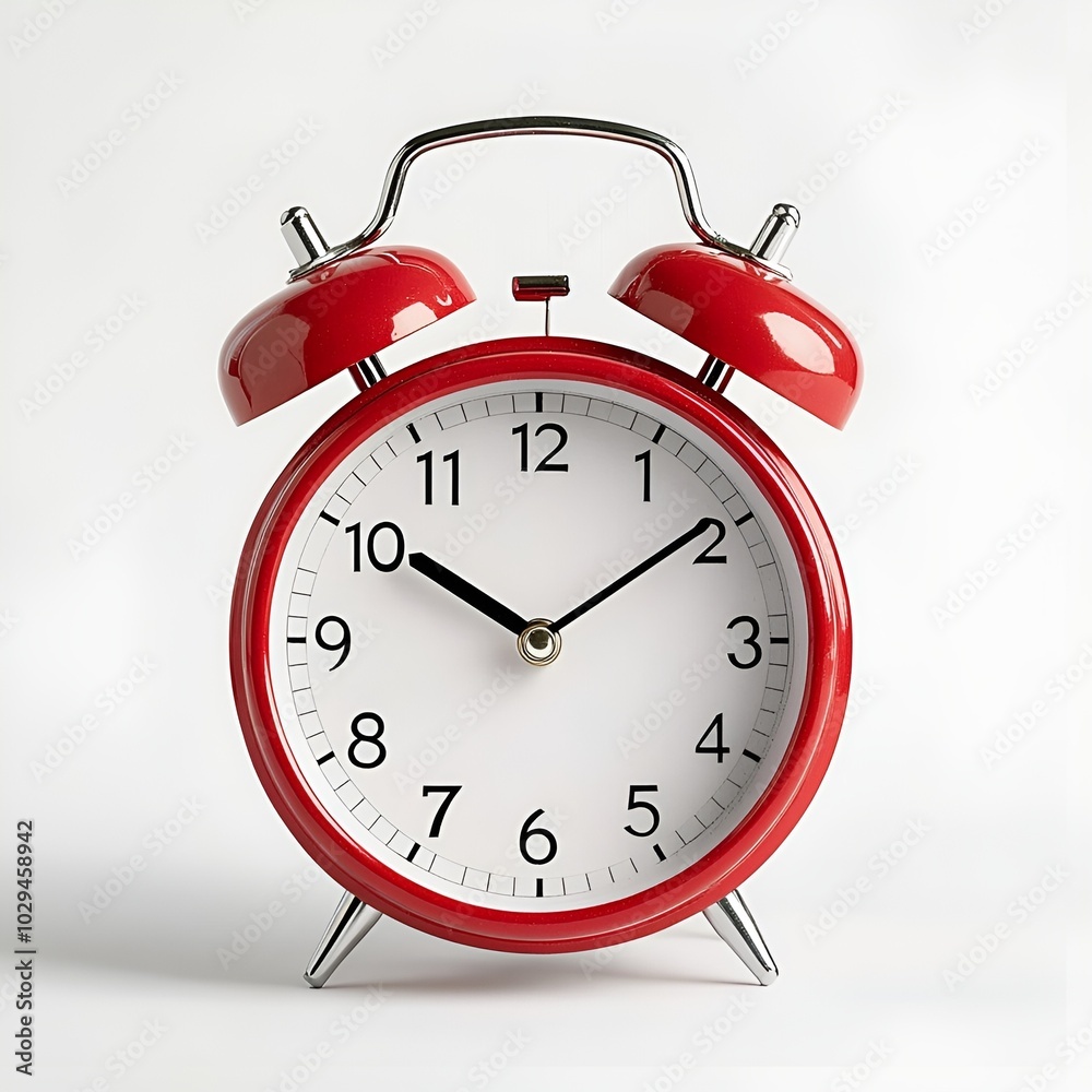 Classic Red Alarm Clock on White Classic Red Alarm Clock on White