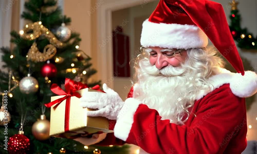 santa claus with gifts, christmas tree with gifts santa claus with gifts, christmas tree with gifts