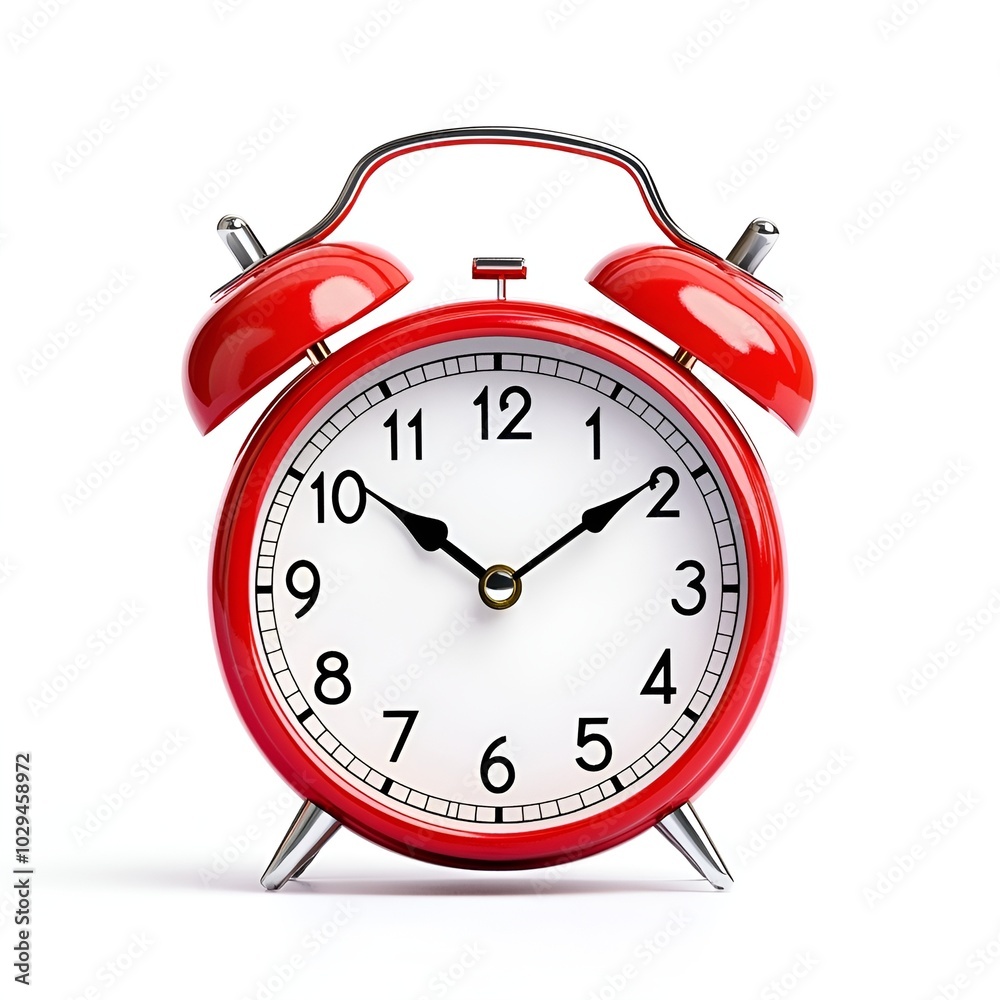 Classic Red Alarm Clock on White Classic Red Alarm Clock on White
