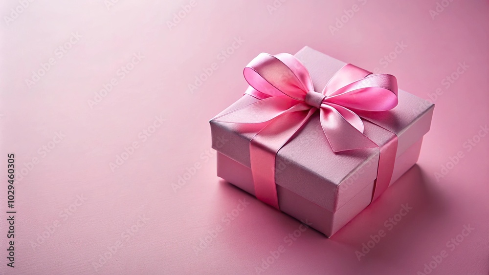 Pink gift box with ribbon and bow isolated on pastel background Pink gift box with ribbon and bow isolated on pastel background