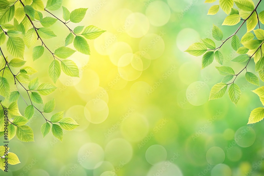 Soft and pastel background featuring green leaves and yellow mint colors Soft and pastel background featuring green leaves and yellow mint colors