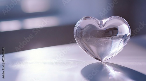  A heart-shaped object rests atop a white table under sunlight streaming through a nearby window