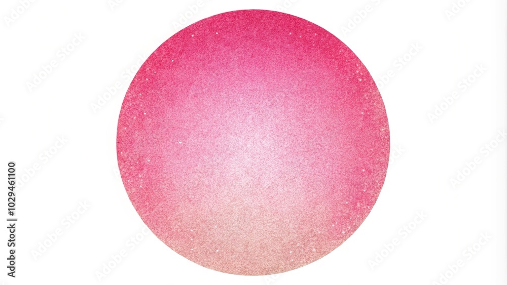Pink grainy circle overlay with color gradient diffused effect, isolated on white background