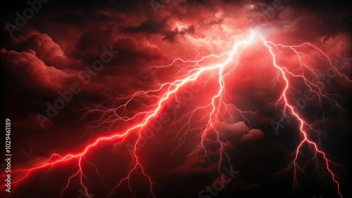 Wallpaper Mural Red lightning effect, powerful, storm, dark cloud, dramatic, intense, energy, dynamic Torontodigital.ca