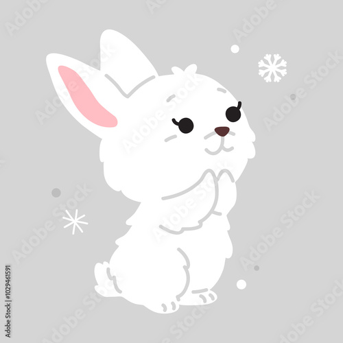 Vector illustration cute doodle baby hare for digital stamp,greeting card,sticker,icon,design