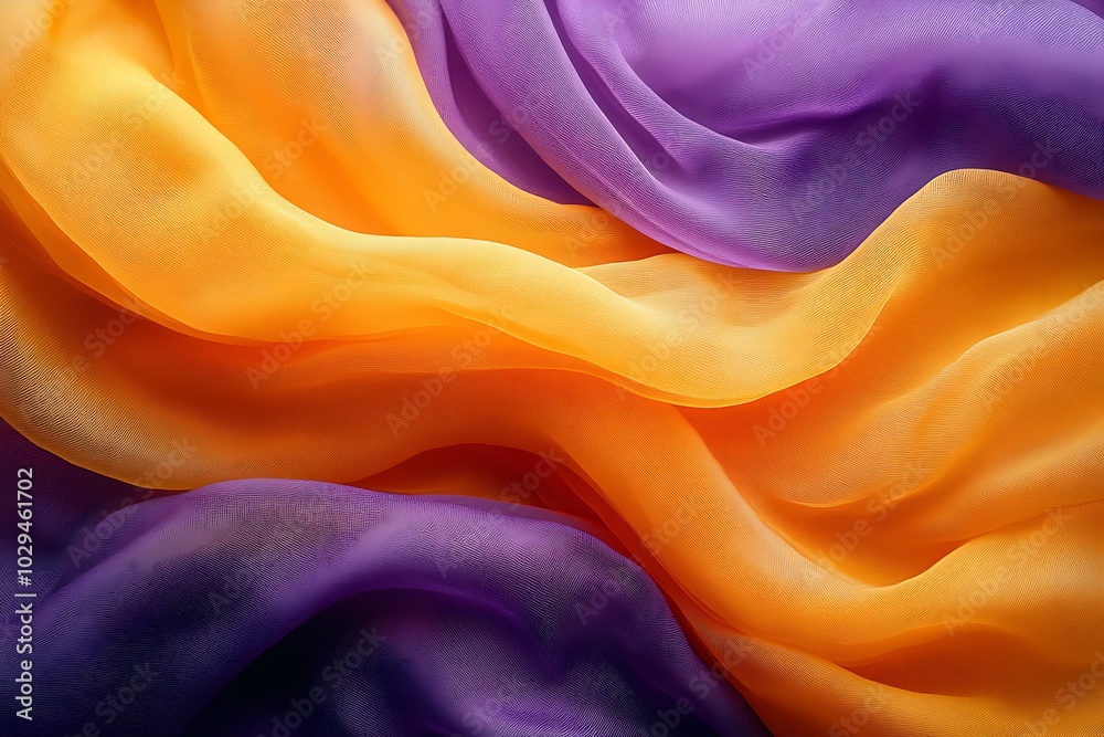 Flowing orange and purple fabric creating an abstract background Flowing orange and purple fabric creating an abstract background