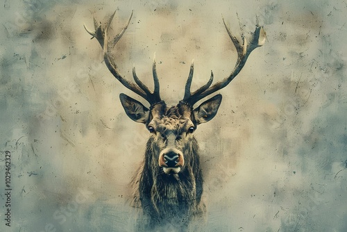 A close up of a deer with antlers on it's head