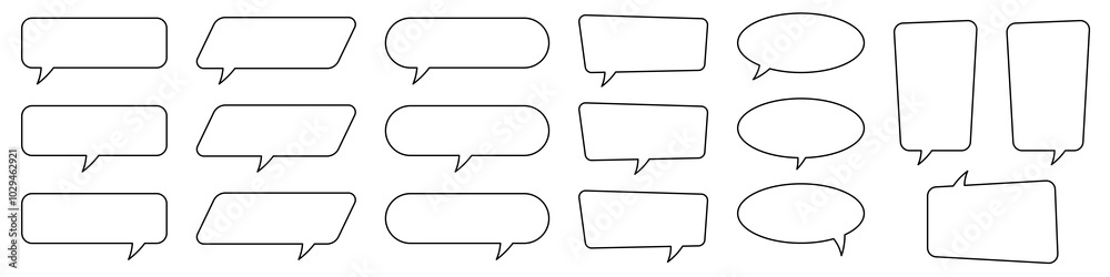 Collection of line speech bubble, speech balloon, chat bubble. Collection of line speech bubble, speech balloon, chat bubble.