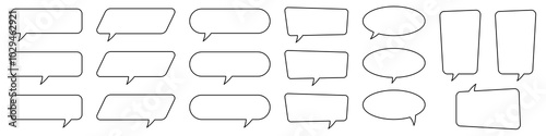 Collection of line speech bubble, speech balloon, chat bubble.