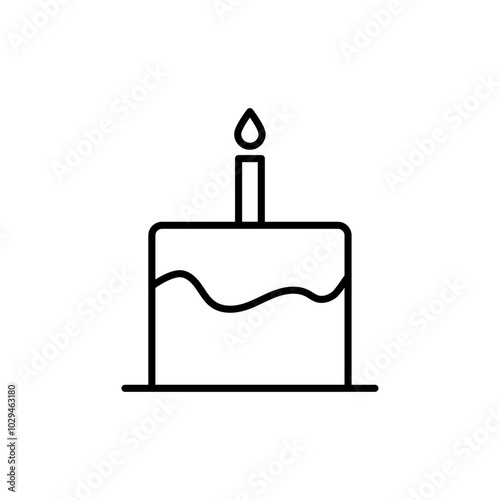 Birthday cake icon Thin line art isolated