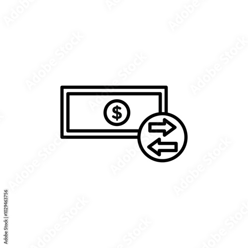 Cash flow icon Thin line art isolated