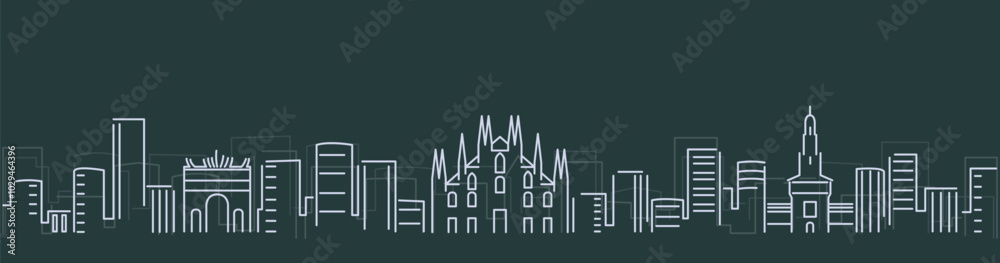 Fototapeta premium Milan Simple Lines Skyline on Dark Background