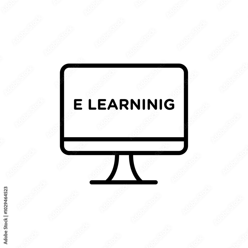 E learning icon Thin line art isolated